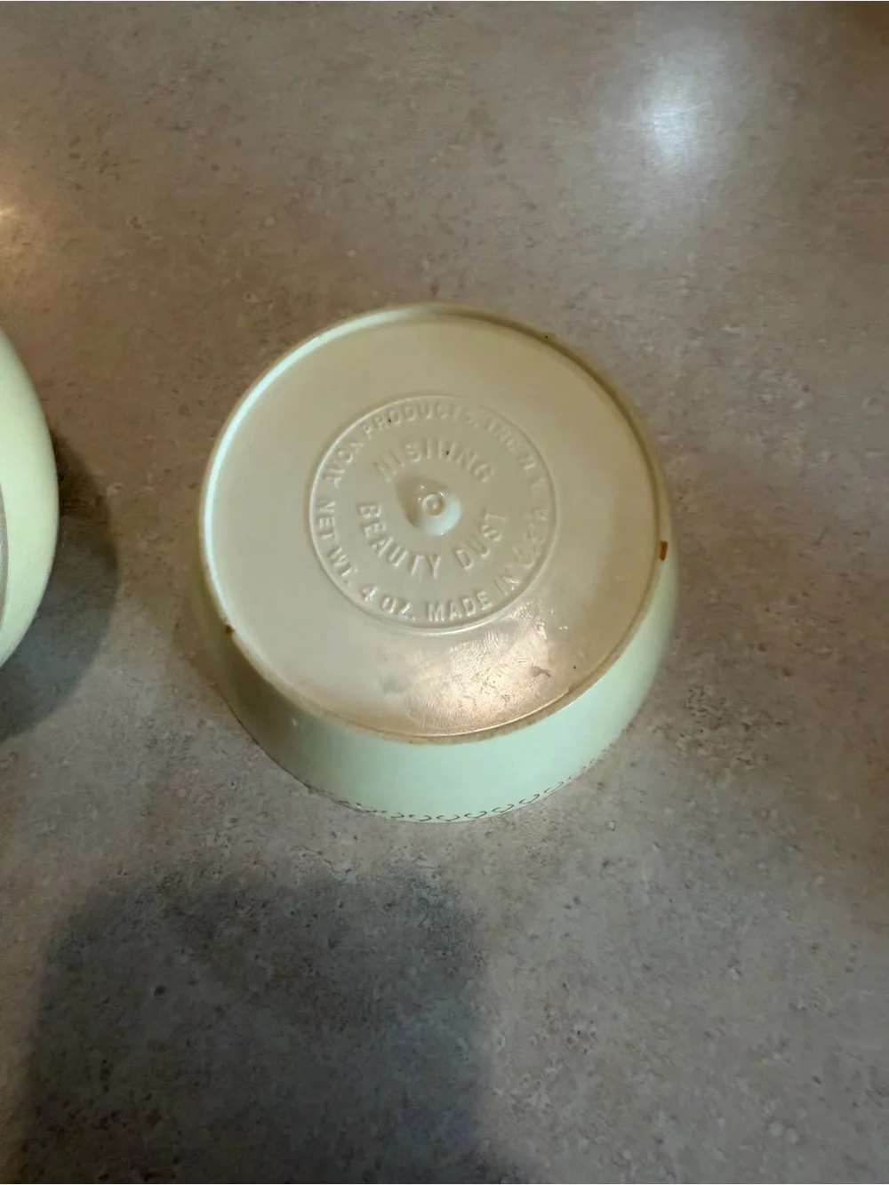 MCM Avon Powder Box Yellow Plastic Vanity Jewellery Trinket Box